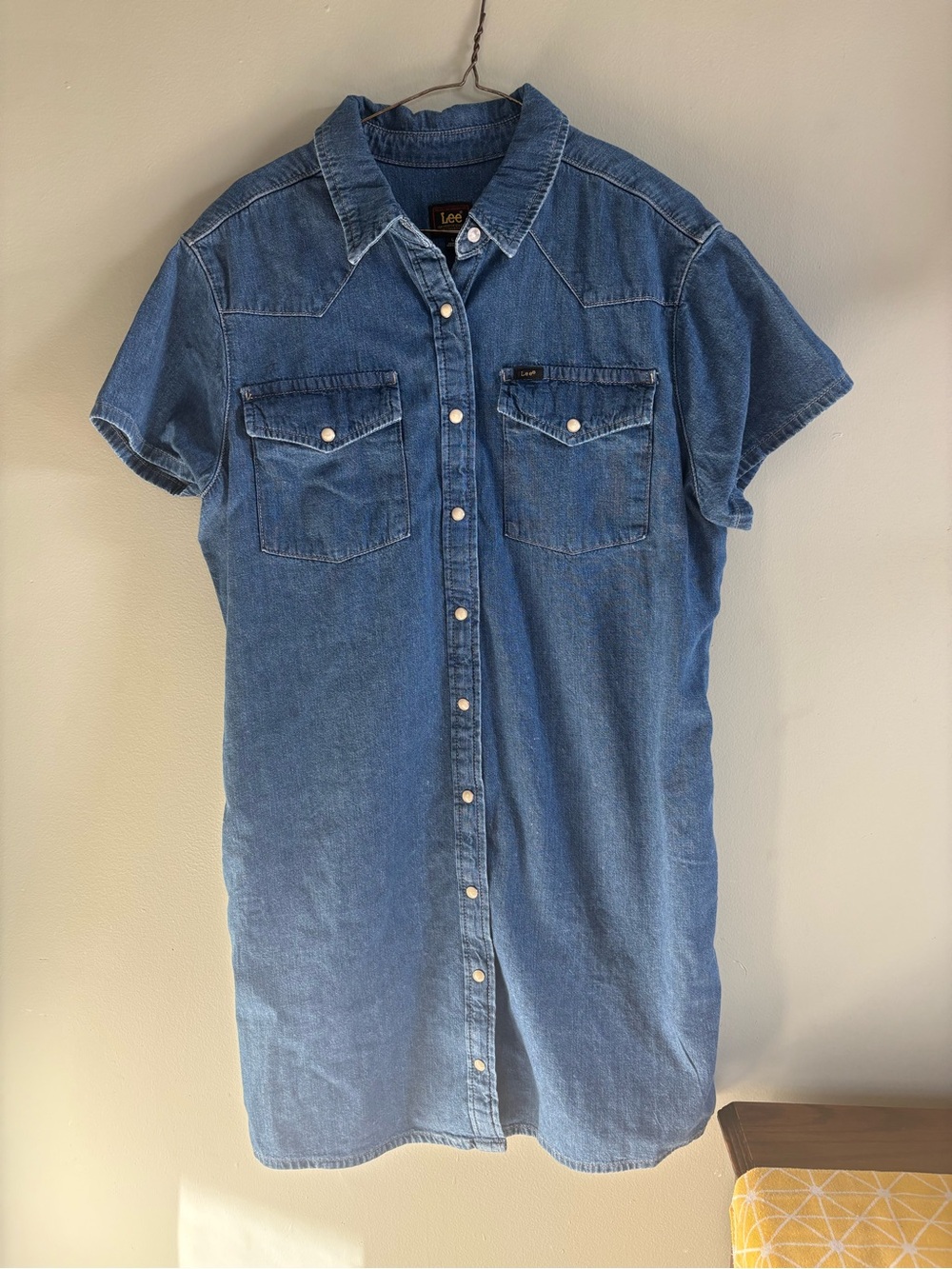 Lee Short-Sleeve Denim Button-Down Shirt Dress  100% Cotton